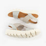 Heavenly Feet RITZ SHIMMER Womens Sandals Silver Shimmer top view showcasing stylish faux leather design and wedge sole.