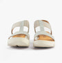 Heavenly Feet RITZ SHIMMER Womens Sandals Silver Shimmer back view showcasing faux leather and wedge heel design.