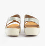 Heavenly Feet RITZ SHIMMER Womens Sandals Silver Shimmer back view showcasing the stylish faux leather straps and comfortable wedge heel.
