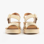 Heavenly Feet PISTACHIO Womens Sandals Beige/Gold rear view showcasing faux leather and buckle design.