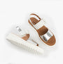 Heavenly Feet PISTACHIO Womens Sandals White/silver top view showcasing faux leather and wedge heel design.