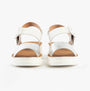Heavenly Feet PISTACHIO Womens Sandals White/silver rear view showing buckle and faux leather design.