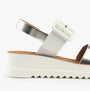 Heavenly Feet PISTACHIO Womens Sandals White/silver side view featuring faux leather and wedge heel.