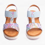 Heavenly Feet RITZ Womens Sandals Floral Blue front view showcasing colorful floral design and comfortable slip-on style.