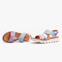 Heavenly Feet RITZ Womens Sandals Floral Blue side view with platform heel showcasing floral design and light blue straps.