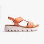 Heavenly Feet RITZ Womens Sandals Floral Orange side view showcasing synthetic upper and platform sole.