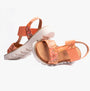 Heavenly Feet RITZ Womens Sandals Floral Orange side view showcasing the stylish design and comfortable platform sole.