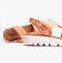 Heavenly Feet RITZ Womens Sandals Floral Orange side view showcasing synthetic upper and platform heel design.