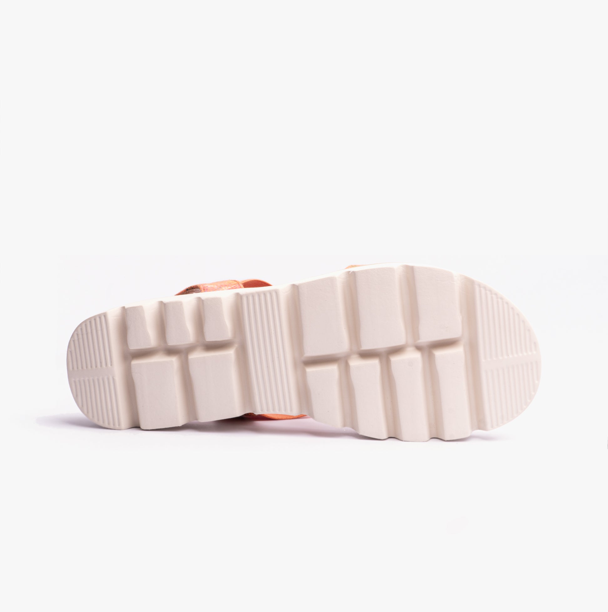 Heavenly Feet RITZ Womens Sandals Floral Orange bottom view showing synthetic sole and grip design.