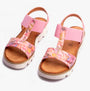 Heavenly Feet RITZ Womens Sandals Floral Pink side view showcasing breathable textile upper and lightweight design.