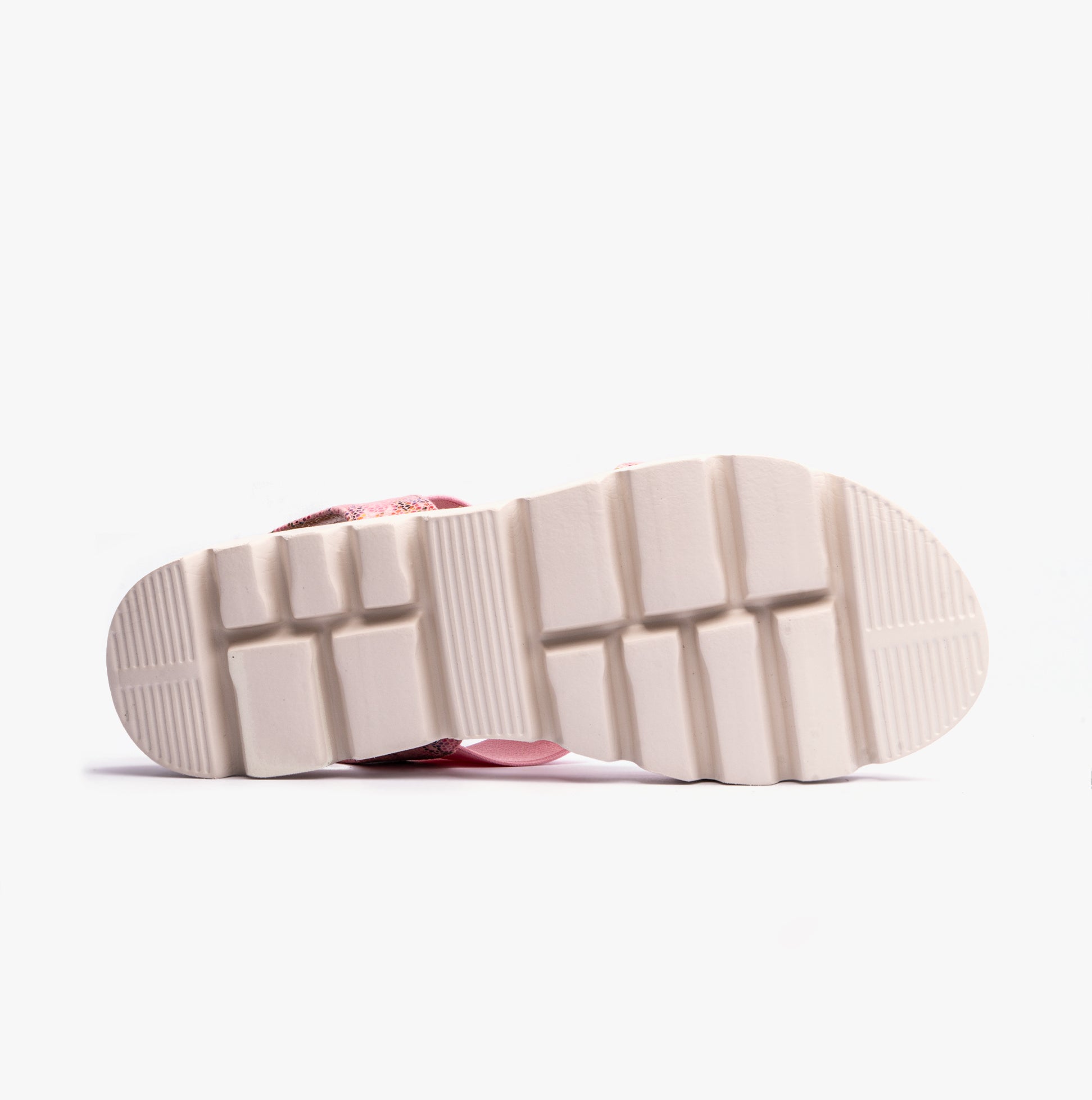 Heavenly Feet RITZ Womens Sandals Floral Pink bottom view, showcasing the synthetic sole and tread design.