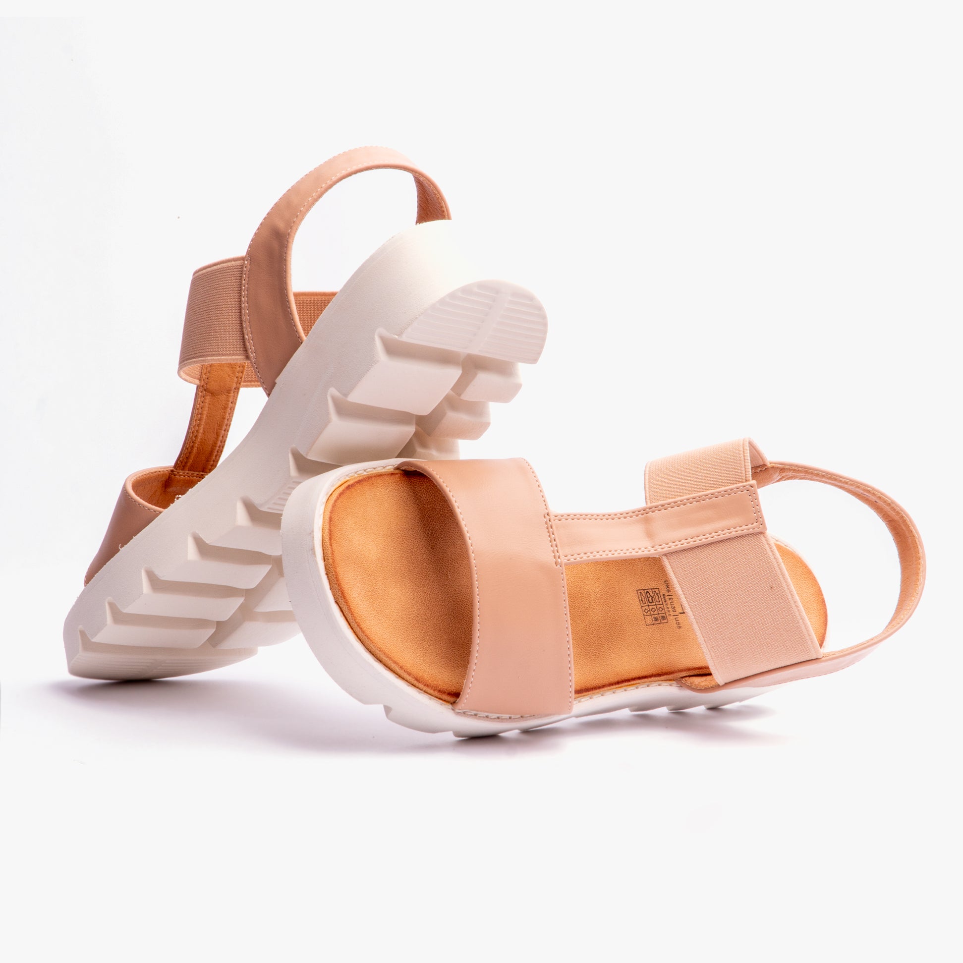 Heavenly Feet RITZ Womens Sandals Nude side view showcasing the stylish upper and comfortable sole.