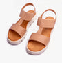 Heavenly Feet RITZ Womens Sandals Nude, side view showcasing the lightweight design and round toe shape.