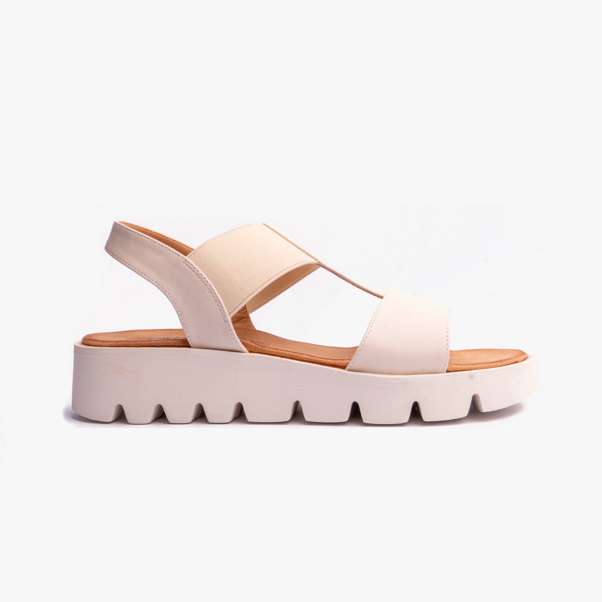 Heavenly Feet RITZ Womens Sandals Stone side view showing breathable design and lightweight sole.