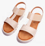Heavenly Feet RITZ Womens Sandals Stone top view of stylish lightweight sandals with round toe and pull-on closure.