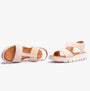 Heavenly Feet RITZ Womens Sandals Stone side view showing lightweight and breathable design with low heel.