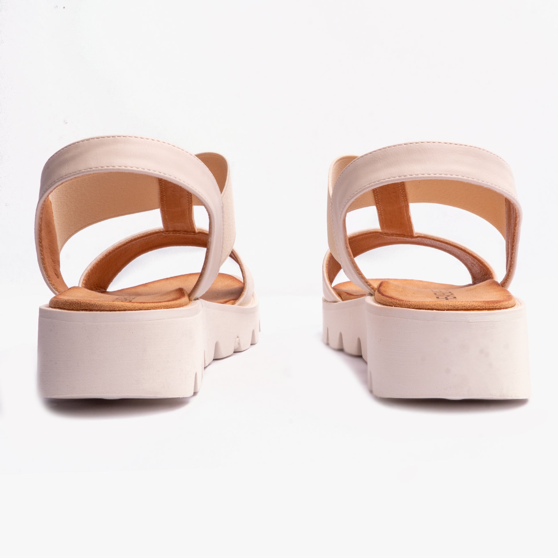 Heavenly Feet RITZ Womens Sandals Stone rear view with lightweight design and comfortable fit.
