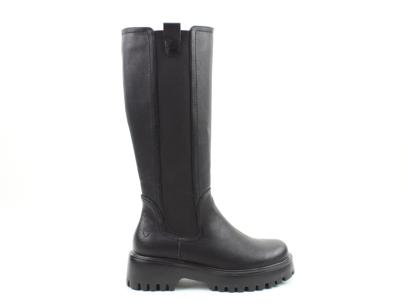 Heavenly Feet ZINNIA Womens Knee High Boots Black side view with block heel and synthetic upper.