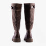 Heavenly Feet BRIANNA Womens Tall Boots Chocolate back view showing faux leather and knee-high design.
