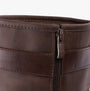 Heavenly Feet BRIANNA Womens Tall Boots Chocolate detail view of zipper closure and faux leather texture.