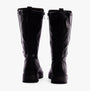 Heavenly Feet LUNA Womens Tall Boots Black rear view showcasing faux leather and wedge heel design.