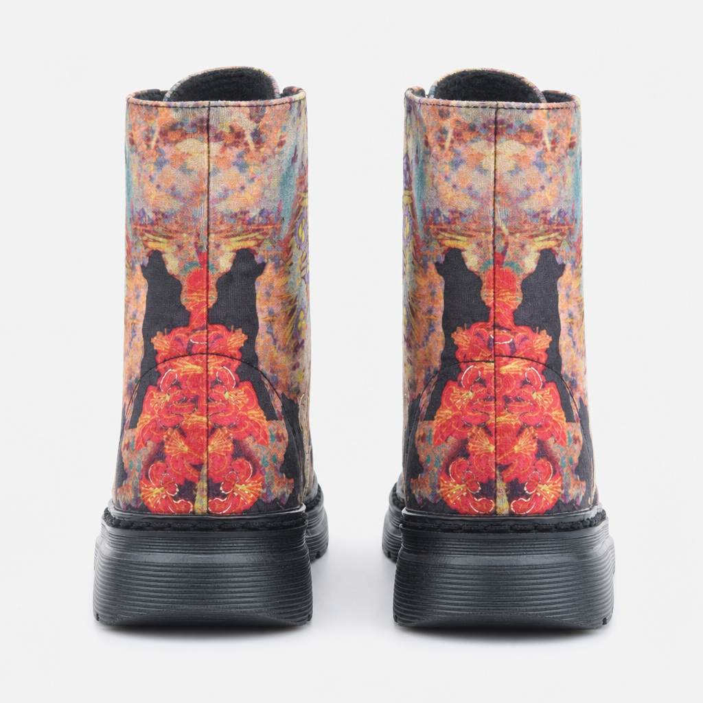 Heavenly Feet LOTTE Womens Ankle Boots Black Velour Multi
