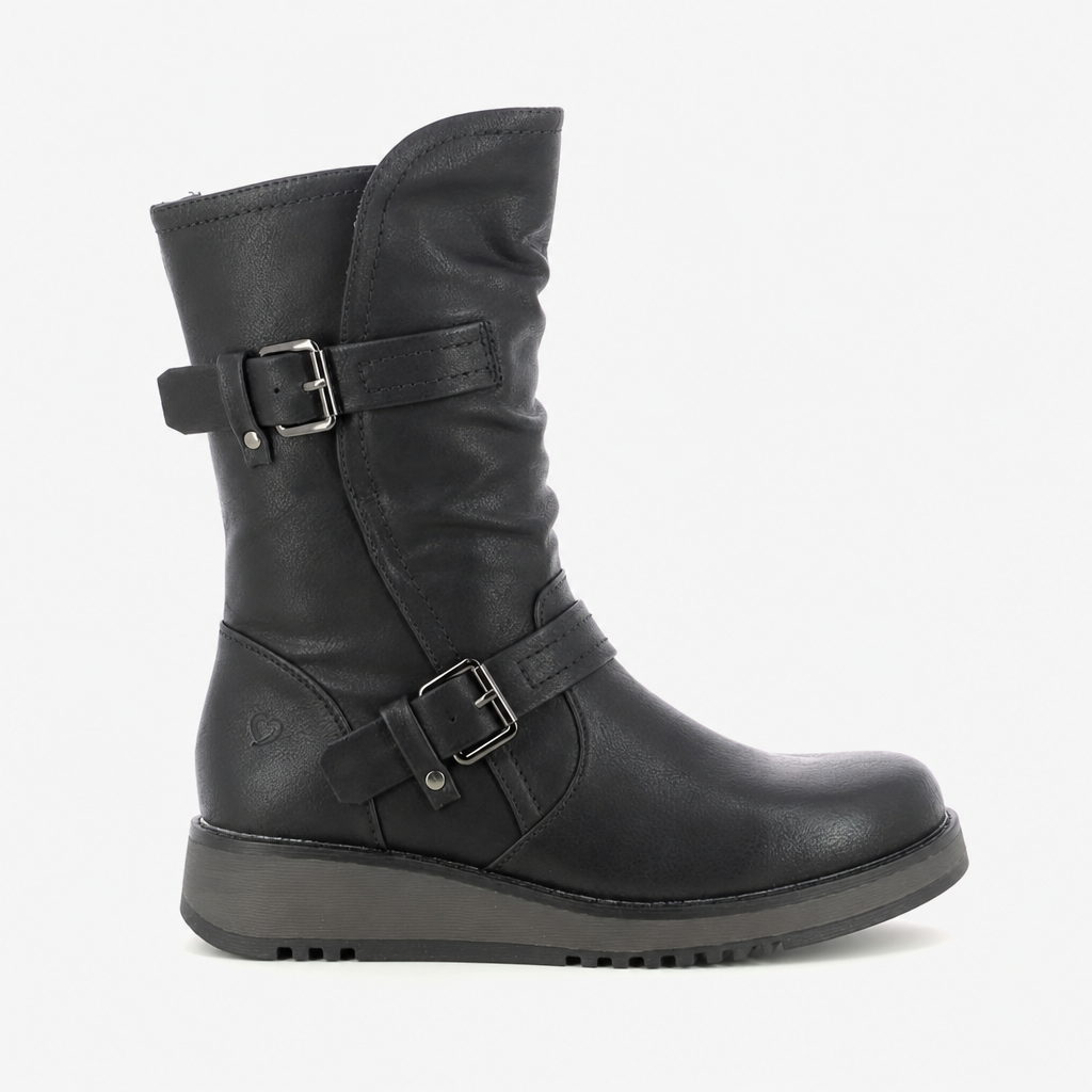 Heavenly Feet HANNAH4 Womens Biker Boots Black