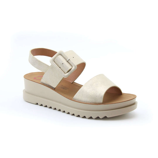 Heavenly Feet PISTACHIO Womens Ankle Strap Sandals Gold