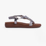 Heavenly Feet BUTTERCUP Womens Sandals Silver side view showcasing synthetic upper and low heel.