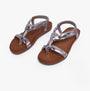 Heavenly Feet BUTTERCUP Womens Sandals Silver, side view showing synthetic upper and rubber sole with buckle closure.