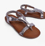 Heavenly Feet BUTTERCUP Womens Sandals Silver side view showcasing synthetic upper and rubber sole.