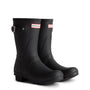 Hunter ORIGINAL SHORT TARTAN Wellies Black side view showcasing the rubber material and classic design.