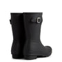 Hunter ORIGINAL SHORT TARTAN Wellies Black rear view showing buckle detail on boots.