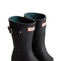 Hunter ORIGINAL SHORT TARTAN Wellies Black close-up view of boot openings, showing rubber material and plaid lining.