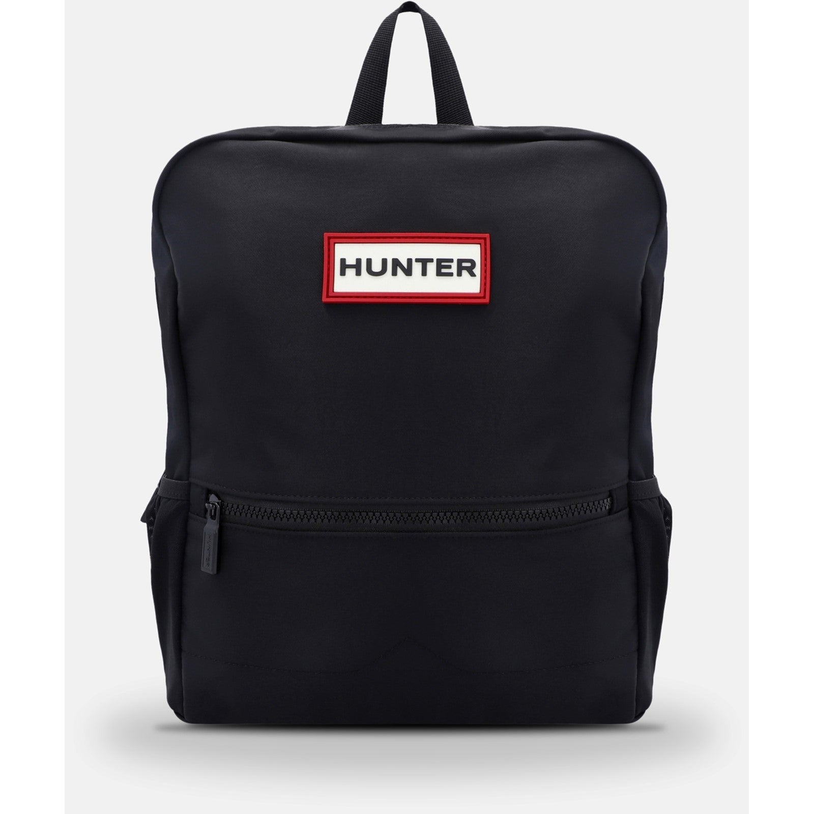 Hunter KIDS NYLON BACKPACK Black front view with zip closure and logo detail.
