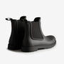 Hunter COMMANDO CHELSEA Mens Wellies Black rear view showing rubber ankle boots with elastic gussets.
