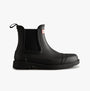Hunter CHELSEA COMMANDO Womens Wellies Black side view of ankle boot with pull-on design