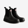 Hunter CHELSEA COMMANDO Womens Wellies Black side view, stylish and durable rubber ankle boots.