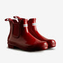 Hunter ORIGINAL CHELSEA Womens Wellies Military Red Gloss side view showcasing shiny rubber finish and pull-on design.