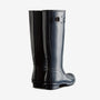 Hunter ORIGINAL TALL Womens Wellies Navy Gloss back view with glossy finish and buckle detail.