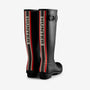 Hunter TRI-COLOUR TALL LOGO BACKSTRAP Womens Wellies Black rear view showcasing logo detail and design.