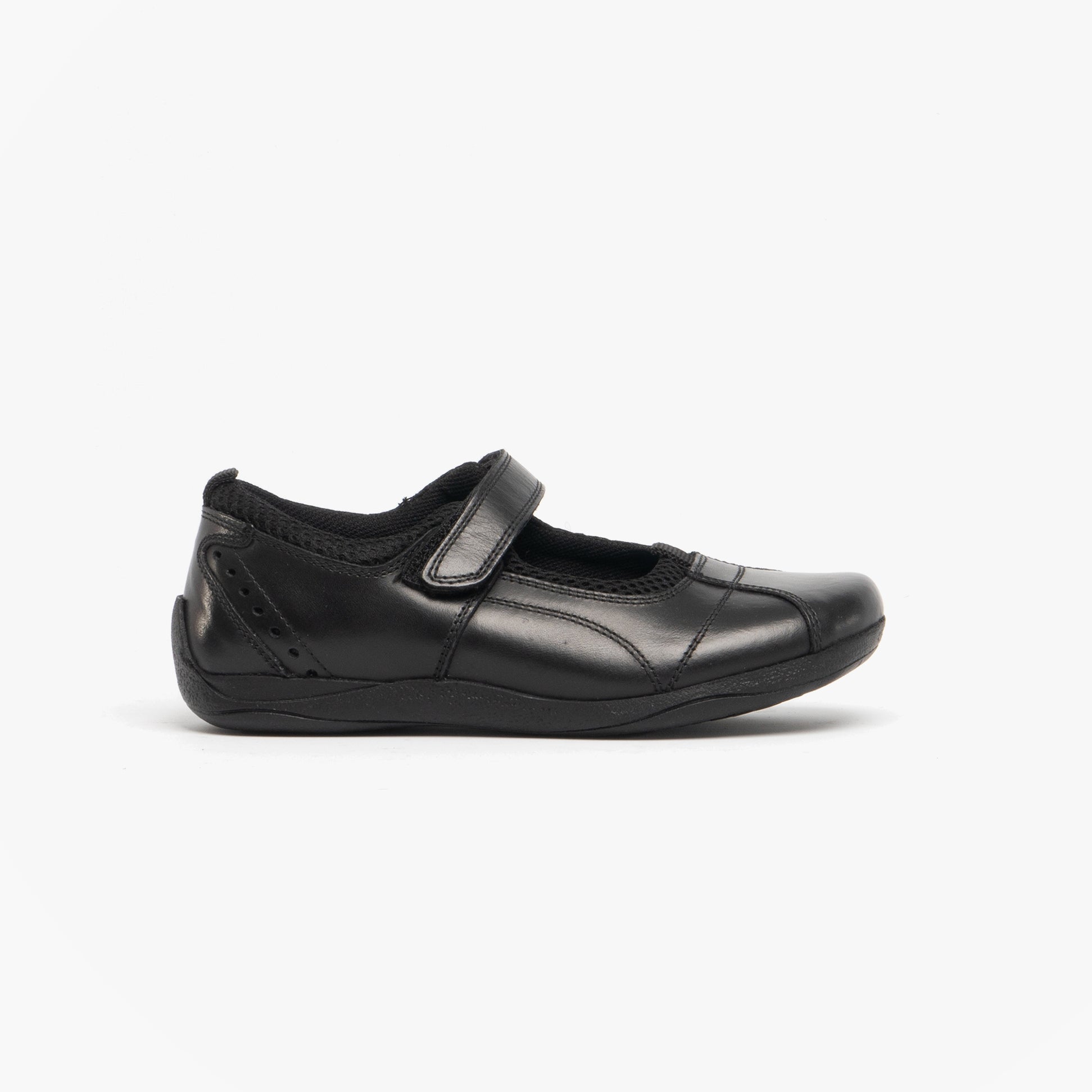 Hush Puppies CINDY Girls Leather School Shoes Black