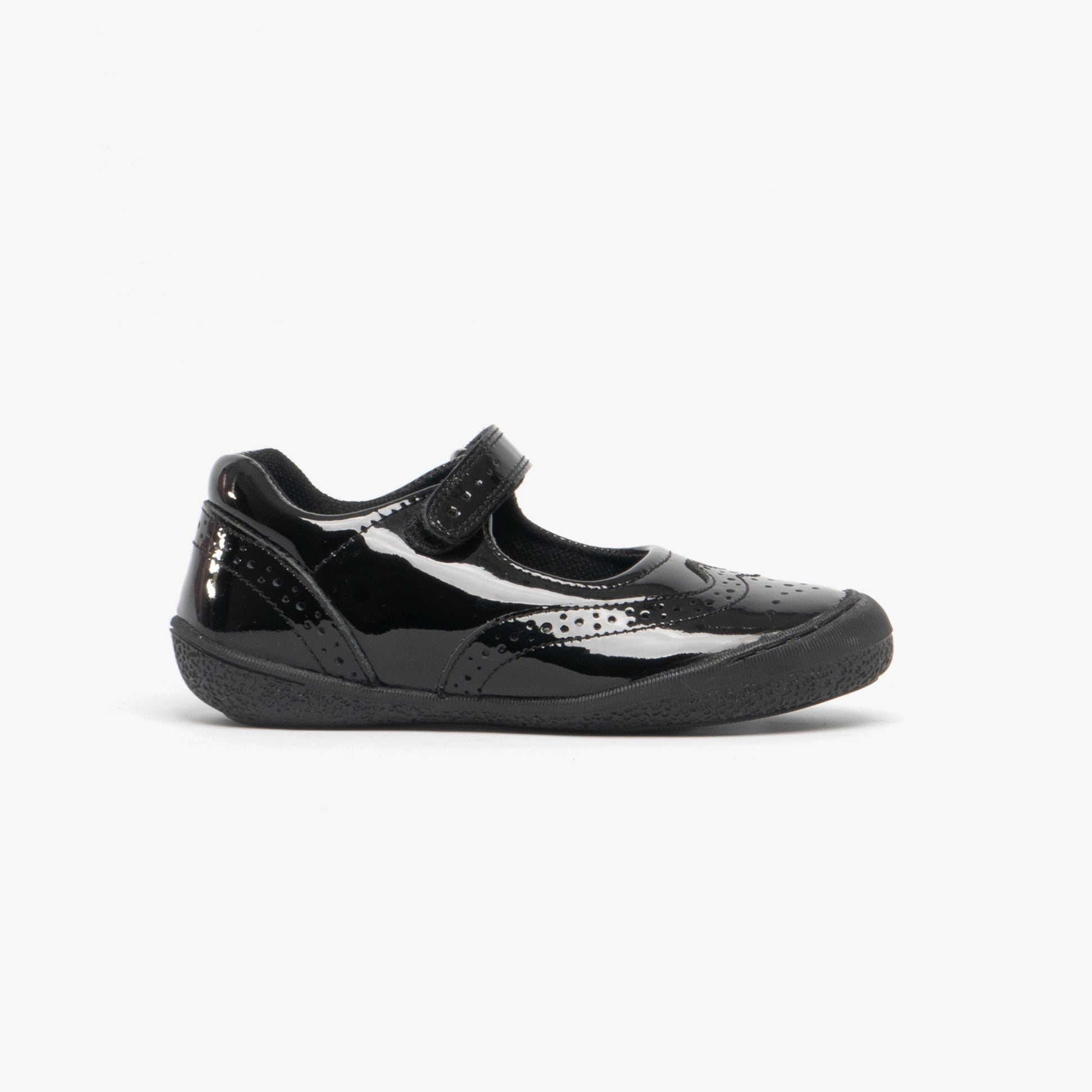 Hush Puppies RINA Girls Leather School Shoes Black Patent