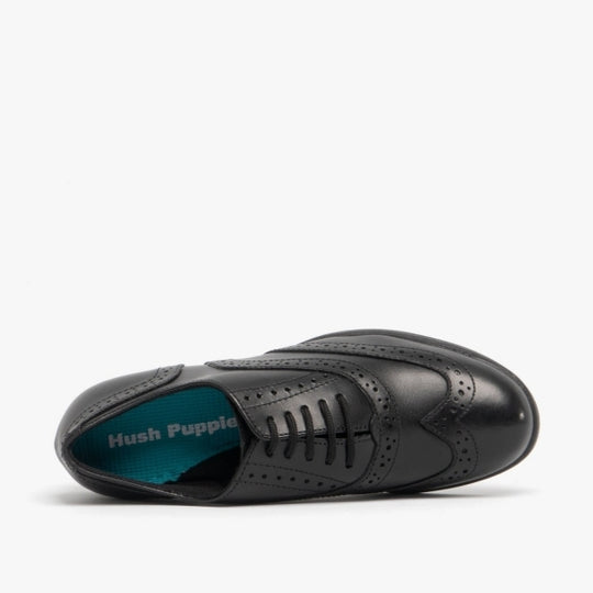Hush Puppies KADA Girls School Shoes Black (Leather)
