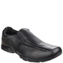 Hush Puppies BESPOKE SENIOR Boys Shoes Black side view of leather slip-on school shoes