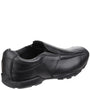 Hush Puppies BESPOKE SENIOR Boys Shoes Black side view showing the leather upper and slip-on design.
