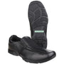 Hush Puppies BESPOKE SENIOR Boys Shoes Black, side view showcasing leather upper and rubber sole.