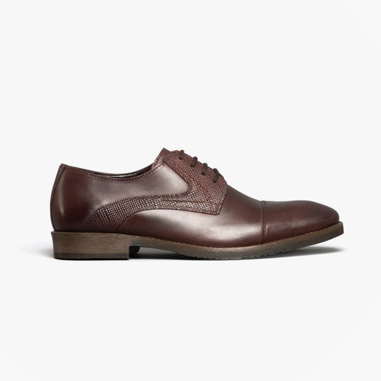 Hush Puppies DERBY Mens Leather Plain Toe Shoes Brown