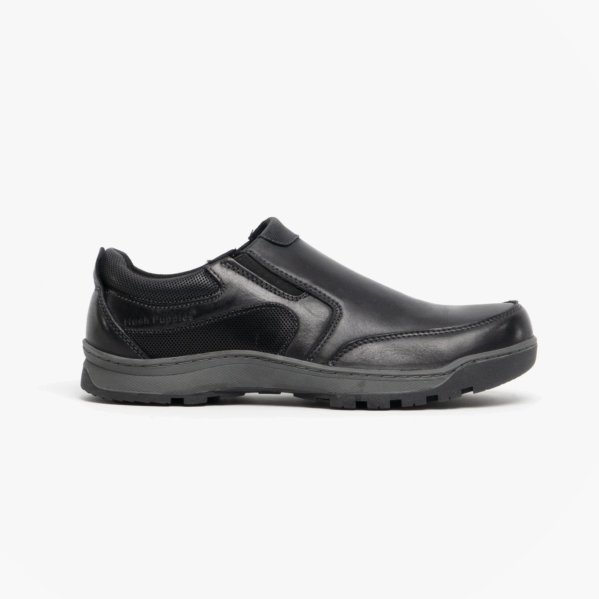 Hush Puppies JASPER Mens Leather Slip On Shoes Black