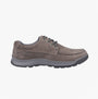 Hush Puppies TUCKER LACE Mens Lace Shoes Grey side view showing comfort design and nubuck upper.